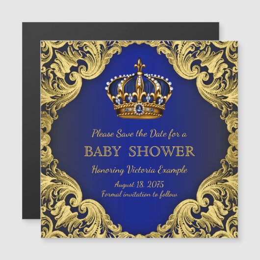Prince Baby Shower Save the Date Postkartenmagnete Magneteinladung (Vorne/Hinten)