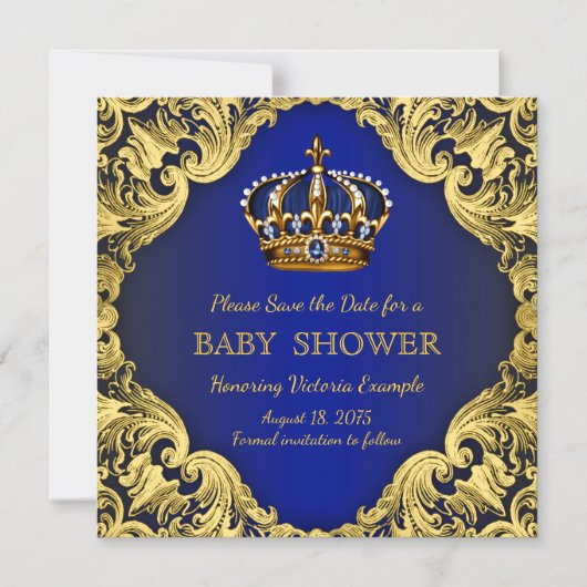 Prince Baby Shower Save the Date Postkartenmagnete Magneteinladung (Vorderseite)