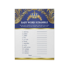 Prince Baby Shower Word Scramble Games Notizblock