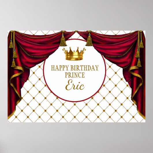 Prince Backdrop, Prince Party Red und Gold Poster (Vorne)