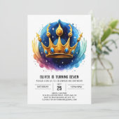 Prince Blue Digital Geburtstag Einladung (Stehend Vorderseite)