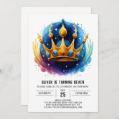 Prince Blue Digital Geburtstag Einladung (Vorne/Hinten)