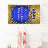 Prince Blue Gold Damask Baby Shower Boy 2 Banner (Insitu)