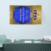 Prince Blue Gold Damask Baby Shower Boy 2 Banner (Messeveranstaltung)