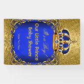 Prince Blue Gold Damask Baby Shower Boy 2 Banner (Horizontal)