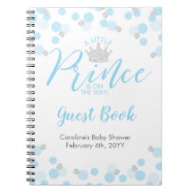 Prince Blue Silver Baby Shower Gästebuch