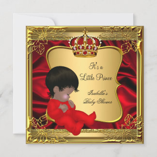 Prince Boy Baby Dusche Afrikanisch American Red Go Einladung