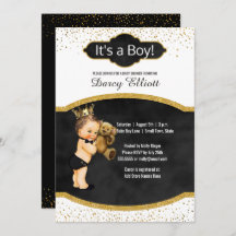 Prince Boy Baby Dusche | Black Imitats Gold Glitze