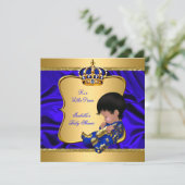 Prince Boy Baby Dusche Blue African American Silk Einladung (Stehend Vorderseite)