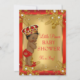 Prince Boy Baby Dusche Red Gold American Einladung