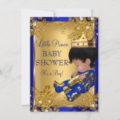 Prince Boy Baby Shower Gold & Blue Einladung (Vorderseite)