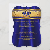 Prince Boy Baby Shower Royal Blue Gold Crown Einladung (Rückseite)