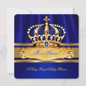 Prince Boy Baby Shower Royal Blue Gold Einladung (Vorderseite)
