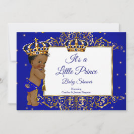 Prince Boy Baby Shower Royal Blue Gold Ethnic 2 Einladung
