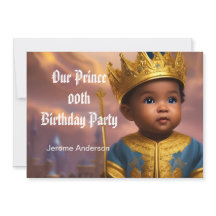 Prince Boy Birthday Blue Gold African American 2