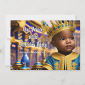 Prince Boy Birthday Blue Gold American Einladung (Vorderseite)