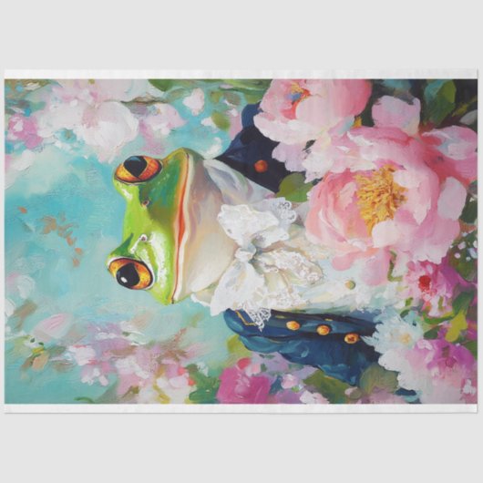 Prince Charming Floral Frog Decoupage Seidenpapier (Vorderseite)