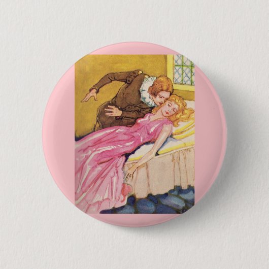 Prince Charming küsst Schlaf Schönheit Button (Vorderseite)