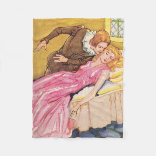 Prince Charming küsst Schlaf Schönheit Fleecedecke (Vorderseite)