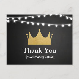 Prince Crown | Baby Dusche Gold Foil | Vielen Dank Postkarte