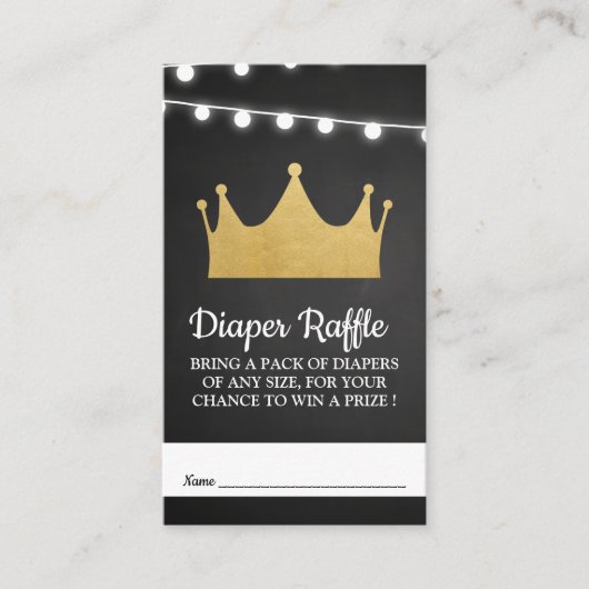 Prince Crown | Babydusche Gold Foil Windeln Raffle Begleitkarte (Vorderseite)