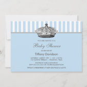 Prince Crown Blue White Baby Boy Dusche Einladung (Rückseite)