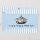 Prince Crown Blue White Baby Boy Dusche Einladung (Vorne/Hinten)
