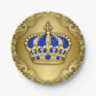 Prince Crown Royal Blue Prince Baby Dusche Pappteller