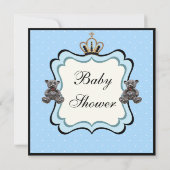 Prince Crown & Teddy Bear Jewels Boy Baby Dusche Einladung (Rückseite)