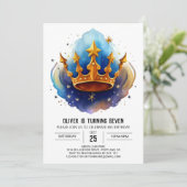 Prince Diamond Editable Birthday Einladung (Stehend Vorderseite)