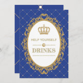 Prince Drinks Sign Royal Gold Baby Dusche Dekorati Einladung (Vorne/Hinten)