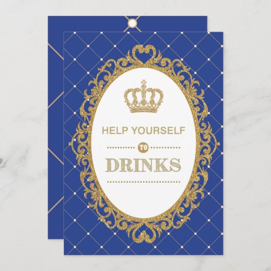 Prince Drinks Sign Royal Gold Baby Dusche Dekorati Einladung (Vorne/Hinten)