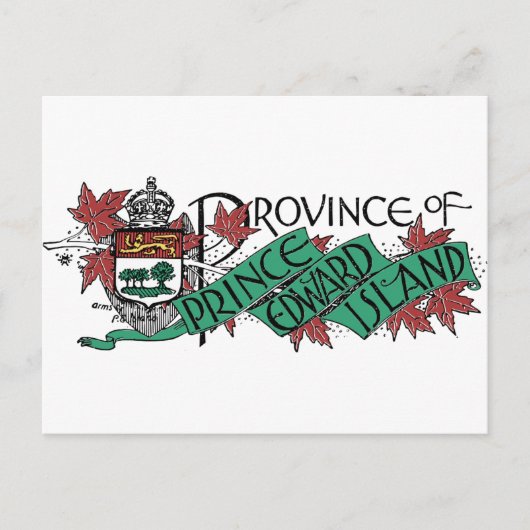 Prince Edward Island Vintager Wappen Zeichnend Postkarte (Vorderseite)