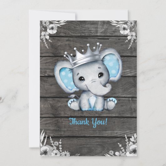 Prince Elephant Ultrasound Pic Einladung Blau (Rückseite)