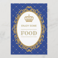 Prince Food Sign Royal Blue Gold Baby Dusche Dekor