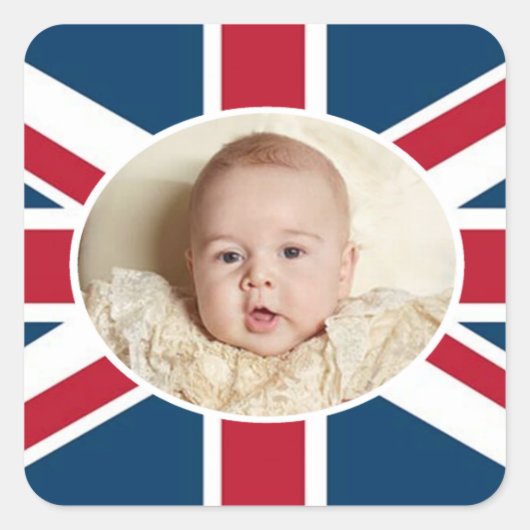Prince George - William & Kate Quadratischer Aufkleber (Vorderseite)
