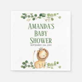Prince Greenery Lion Baby Shower Napkins Serviette