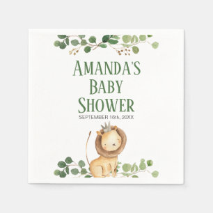 Prince Greenery Lion Baby Shower Napkins Serviette