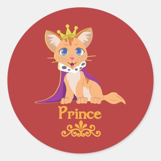 Prince Kitten Runder Aufkleber (Vorderseite)