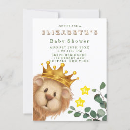 Prince Lion Golden Crown Boy Baby Dusche Einladung