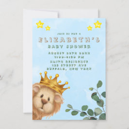 Prince Lion Golden Crown Boy Baby Dusche Einladung