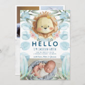 Prince Lion Illustration Foto Collage Birth Ankündigung (Vorne/Hinten)