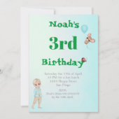 Prince Niedlich Blue Green Mouse Age Birthday Einladung (Vorderseite)