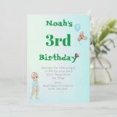 Prince Niedlich Blue Green Mouse Age Birthday Einladung (Stehend Vorderseite)