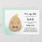 Prince Oaster Baby Shower Einladung - Brown Egg (Vorne/Hinten)