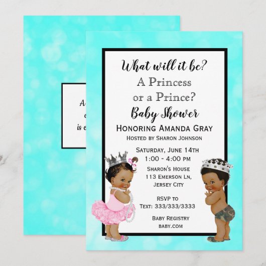 Prince oder Princess Baby Dusche Einladung (Vorne/Hinten)