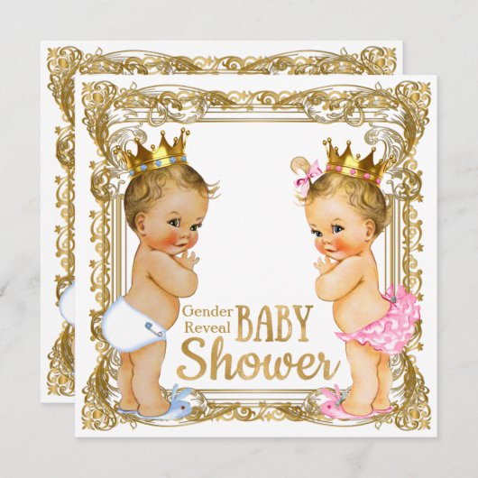 Prince oder Princess Gender Reveal Baby Dusche Einladung (Vorne/Hinten)