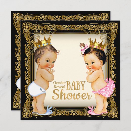 Prince oder Princess Gender Reveal Extravagant Bab Einladung (Vorne/Hinten)