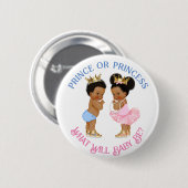 Prince oder Princess Gender Reveal Pink Blue Gold Button (Vorne & Hinten)