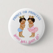 Prince oder Princess Gender Reveal Pink Blue Gold Button (Vorderseite)